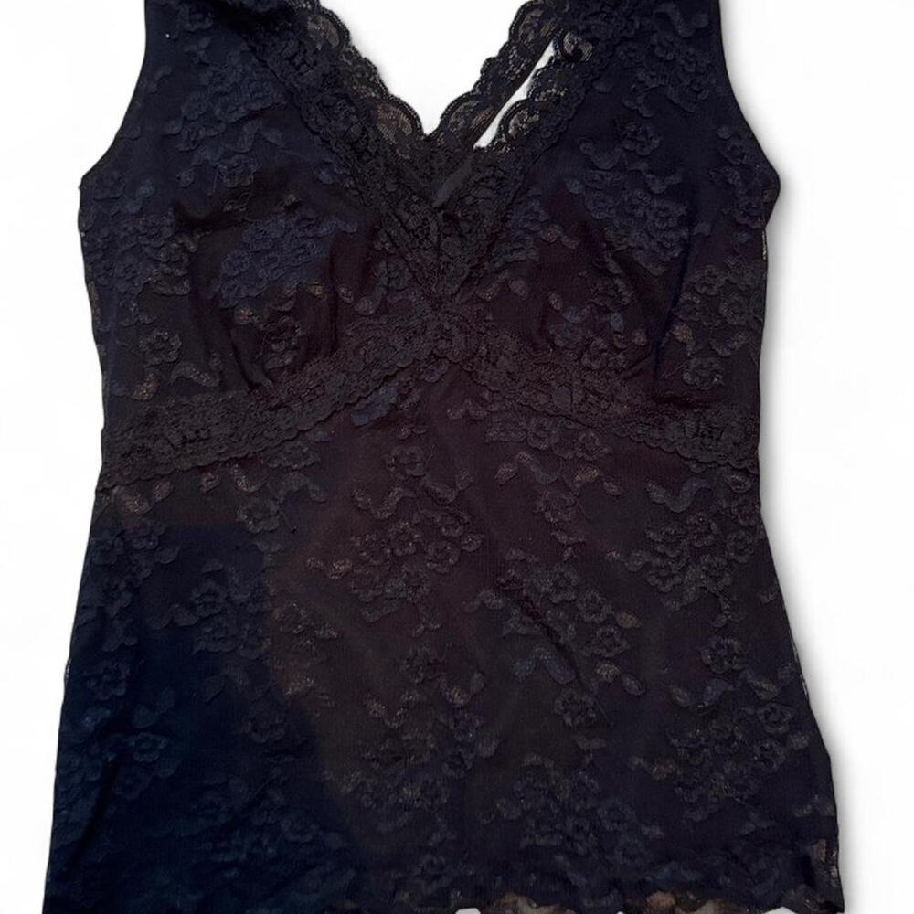 Black lace v neck tank